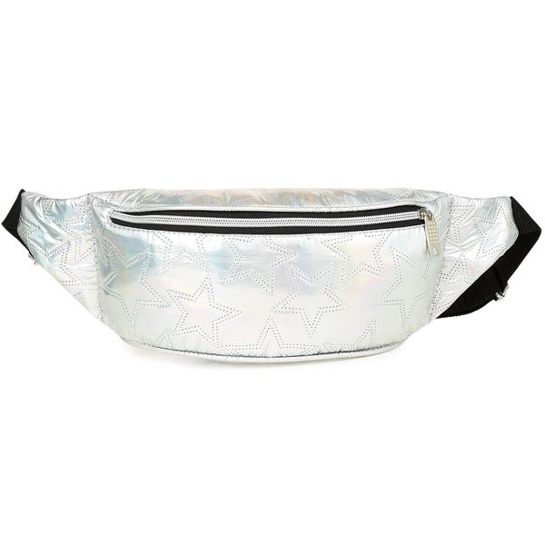 Nerka Duża Saszetka Biodrówka Lakostka Holo Gwiazdki Srebrna X93 zdjęcie 3
