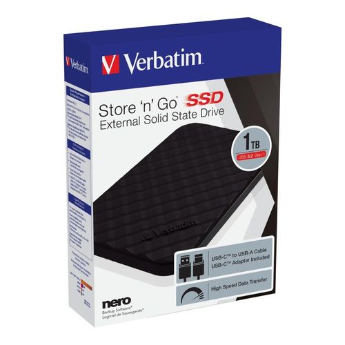 Dysk SSD zewnętrzny Verbatim Store n Go 1TB 2,5" USB-C 3.2 czarny na Arena.pl