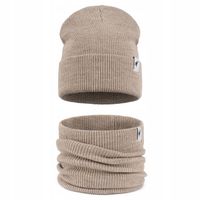 Beżowa Czapka damska z kominem Komlpet ciepły zimowy polski produkt Zestaw