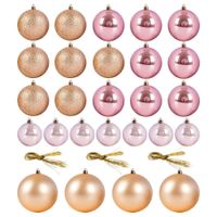 26x Bombki Choinkowe Świąteczne Nietłukące Złote Różowe Zestaw Bombek