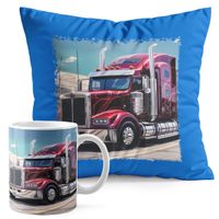ZESTAW KUBEK + PODUSZKA NIEBIESKA - TIR CIĘŻARÓWKA TRANSPORT SPEDYCJA