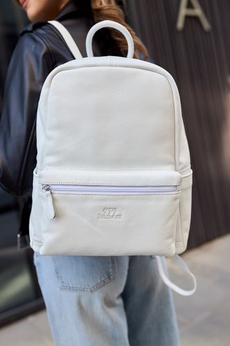 Skórzany plecak A4 duży pojemny do szkoły Włoski kremowy P16 na Arena.pl