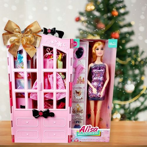 Szafa dla Lalek Garderoba dla Lalek Domek dla Lalek Akcesoria Lalka Różowa na Arena.pl