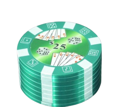 Młynek do Mielenia Tytoniu CBD Zielony Żeton do Pokera 25$ Grinder Crusher na Arena.pl