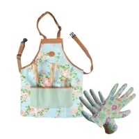 Fartuch ogrodniczy damski w róże + rękawiczki