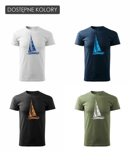 Koszulka żeglarska dla żeglarza z jachtem żaglówką męska granatowa REGULAR XXL na Arena.pl