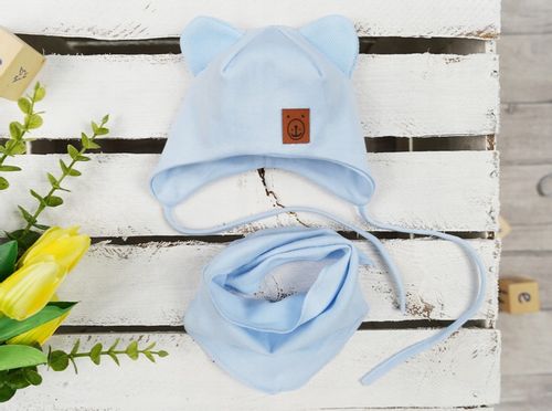 Błękitny komplet ADAŚ czapka + apaszka r.42-44 na Arena.pl