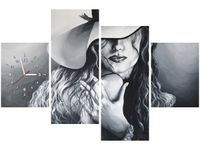 120CM 80CM ZEGAR 4 ELEM SZARA DAMA OBRAZ ŚCIENNY