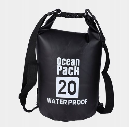 WOREK WODOODPORNY WODOSZCZELNY KAJAK TORBA PLECAK TURYSTYCZNY 20L CZARNY na Arena.pl