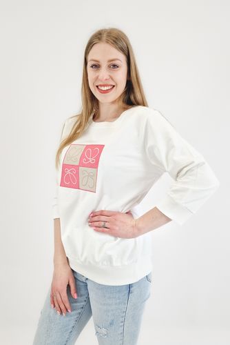 Biała Bluza Damska z Aplikacją S/M na Arena.pl