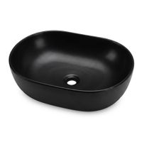Umywalka Owalna Nablatowa Ceramiczna 49 cm Stawiana Czarna Matowa ELIPSE