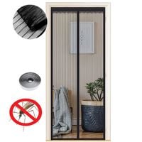 Moskitiera Magnetyczna na Drzwi Balkonowe 95x200 cm Siatka na Owady Czarna