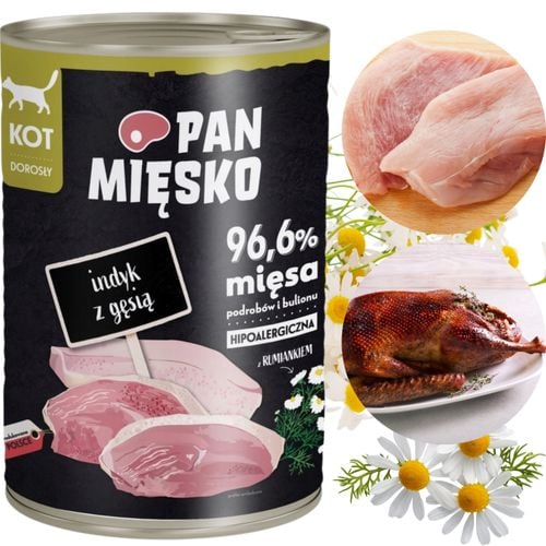 karma mokra dla kota indyk z gęsią pan mięsko hipoalergiczna 400g alergia na Arena.pl