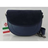 Listonoszka,chlebak,przewieszka Vera Pelle klapka zamsz Granatowa LVP399BS