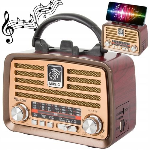Stylowe radio kuchenne retro Bluetooth USB FM AM akumulator antena na Arena.pl