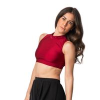 Top koszulka do tańca crop top bordowy 122-128