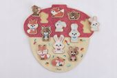 CHICCO drewniany zestaw puzzle chicco drewniane ukłądanka zwierzątka