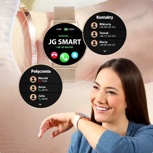 SMARTWATCH DAMSKI ZŁOTY ZEGAREK PL MENU ROZMOWY DYKATFON ZDJĘCIA TŁUMACZ AI na Arena.pl