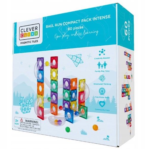 Cleverclixx - Klocki magnetyczne Ball Run Compact Pack Intense - 60 el. na Arena.pl