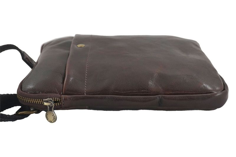 Modna męska torba skórzana z regulowanym paskiem - Brązowa ciemna zdjęcie 4