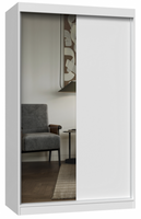 Nowoczesna Szafa Przesuwna z Lustrem 120 cm Biała IGNA TS - 2 Kolory