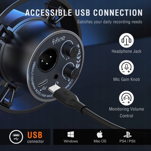 FIFINE K688 MIKROFON KOMPUTEROWY GAMINGOWY DYNAMICZNY USB XLR POP FILTR na Arena.pl