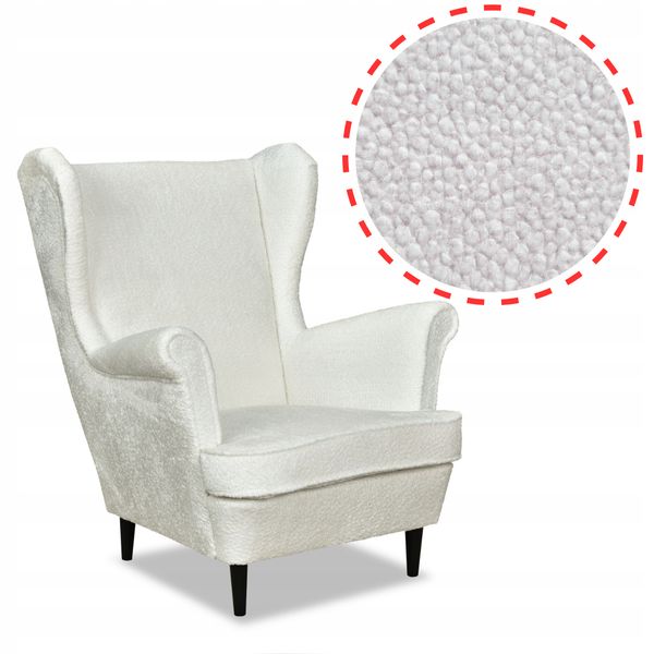 Fotel uszak Bella biały welur plusz Family meble zdjęcie 1