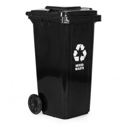 KOSZ NA ŚMIECI 120L HDPE GUMOWE KOŁA CZARNY na Arena.pl