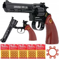 PISTOLET METALOWY HUKOWY REWOLWER NA SPŁONKĘ + KAPISZONY 360 STRZAŁÓW