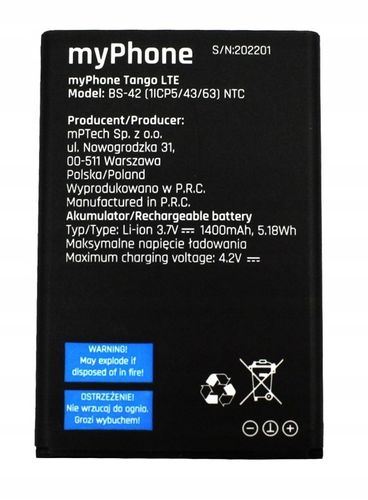 Oryg Bateria Bs-42 Akumulator Myphone Tango Lte + na Arena.pl