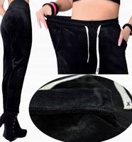 Spodnie welurowe ocieplane z kieszeniami bawełna S/M CZARNE LOOSOO