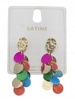 Kolczyki grona monetki akryl stal chirurgiczna złoty, wielokolorowy 6 cm