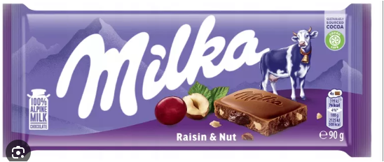 MILKA CZEKOLADA 90g RAISN & NUT zdjęcie 1