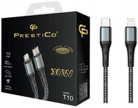 2 x Solidny Kabel USB do PRESTICO T10 TYPE-C/LIGHTNING 30W PD Czarny 1M Ple