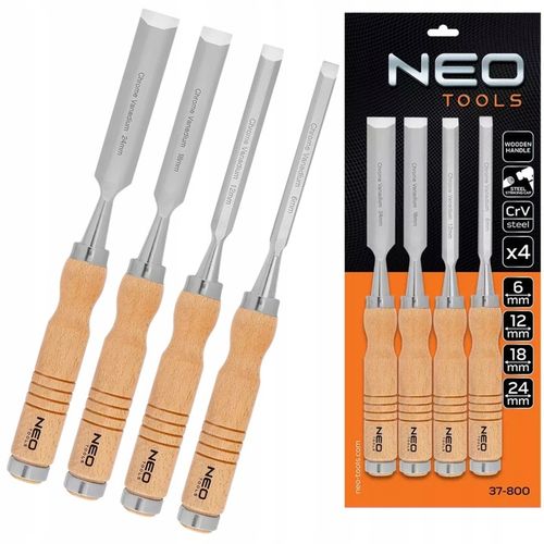 Zestaw Dłut Stolarskich do Drewna 4 szt. 6 12 18 24 mm NEO TOOLS na Arena.pl