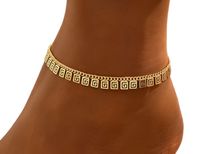 Bransoletka Na Nogę Kostkę Kolor Złota Elegancka Grecki Wzór Subtelna