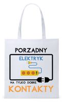 Dla Elektryka Na Prezent Torba Eco Biała Shopper Z Nadrukiem Ze Zdjęciem