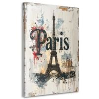 Obraz do salonu biura loftu, Napis Paryż Shabby Chic imitacja