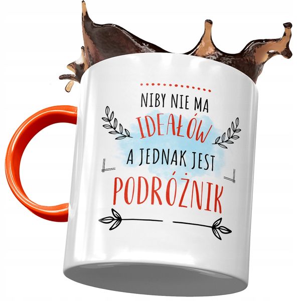 Kubek Pomarańczowy Dla Podróżnika Idealnego Z Nadrukiem Ze Zdjęciem zdjęcie 1