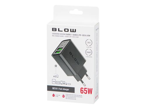 SZYBKA ŁADOWARKA SIECIOWA GNIAZDO 2x USB 2x USB-C QC 3.0 PD 65W UNIWERSALNA na Arena.pl