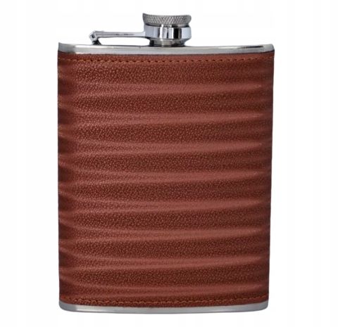 Piersiówka Brązowa Obszyta Skórą Mieniąca Gentelo na Arena.pl