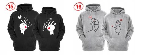 ZESTAW DWÓCH BLUZ Z KAPTUREM DLA ZAKOCHANYCH PAR na Arena.pl