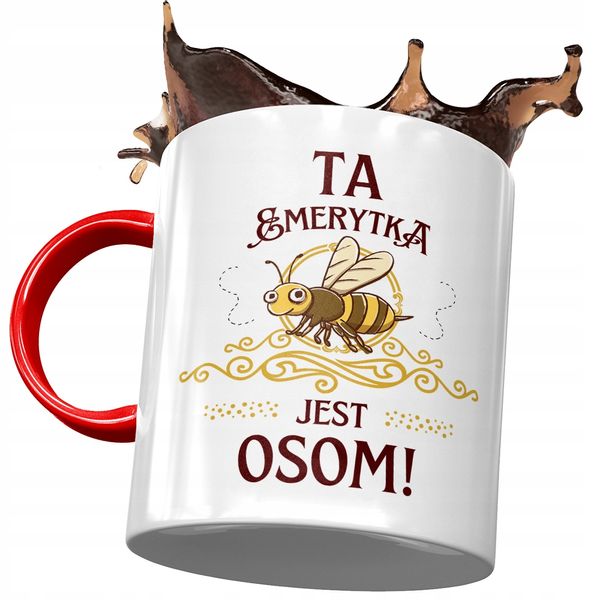 Kubek Czerwony Dla Emerytki Ta Emerytka Jest Osom! Z Nadrukiem Ze Zdjęciem zdjęcie 1