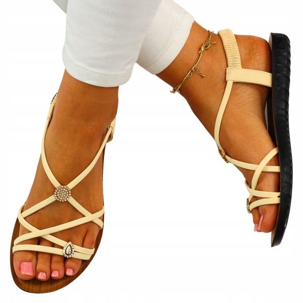 DAMSKIE SANDAŁY ELEGANCKIE NA LATO PŁASKIE zdjęcie 1