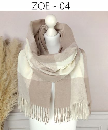 Stylowy CIEPŁY SZAL damski długi DUŻY szalik W MODNĄ KRATĘ JESIENNY, na Arena.pl