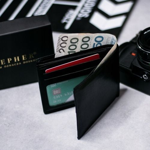 SEPHER Portfel Skórzany męski CZARNY piozomy SKÓRA na Arena.pl