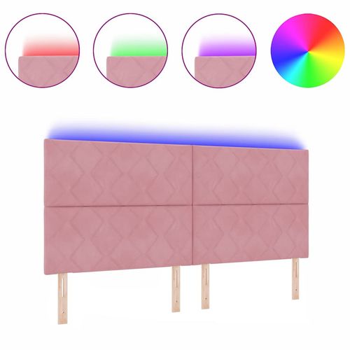 Wezgłowie LED Ze LED Lights Geometryczny Różowy 200 cm Aksamit na Arena.pl