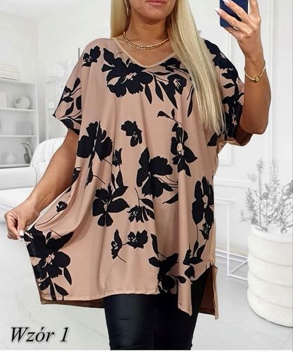 LUŹNA KOBIECA TUNIKA BLUZKA PLUS SIZE V dekolt XL/XXL różne wzory mix 702 na Arena.pl