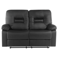 Sofa z funkcją relaksu 2-osobowa ekoskóra czarna BERGEN