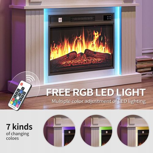 Kominek elektryczny z ogrzewaniem, płomień 3D, luksusowy biały na Arena.pl